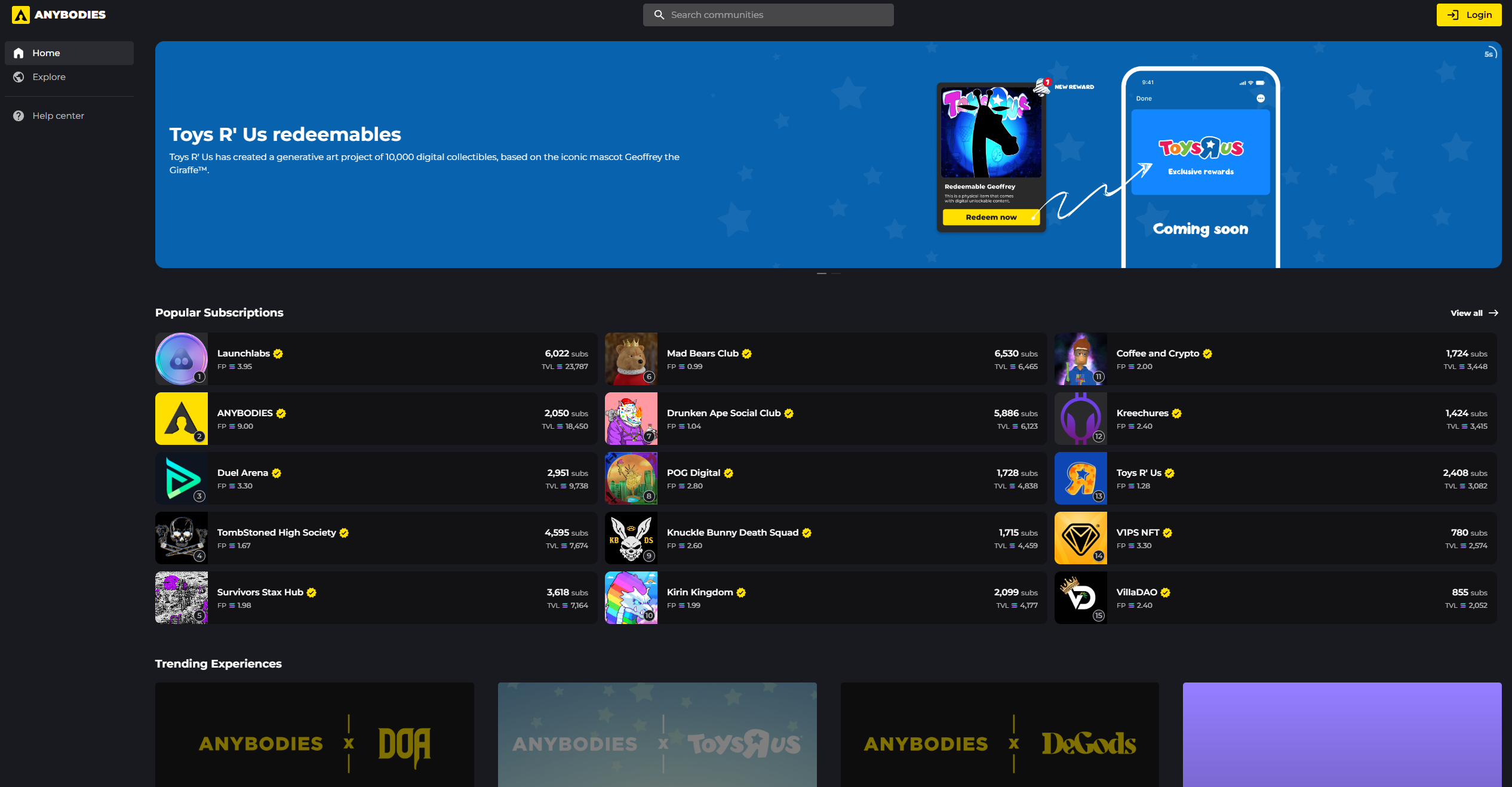 Anybodies NFT Rewards Platform